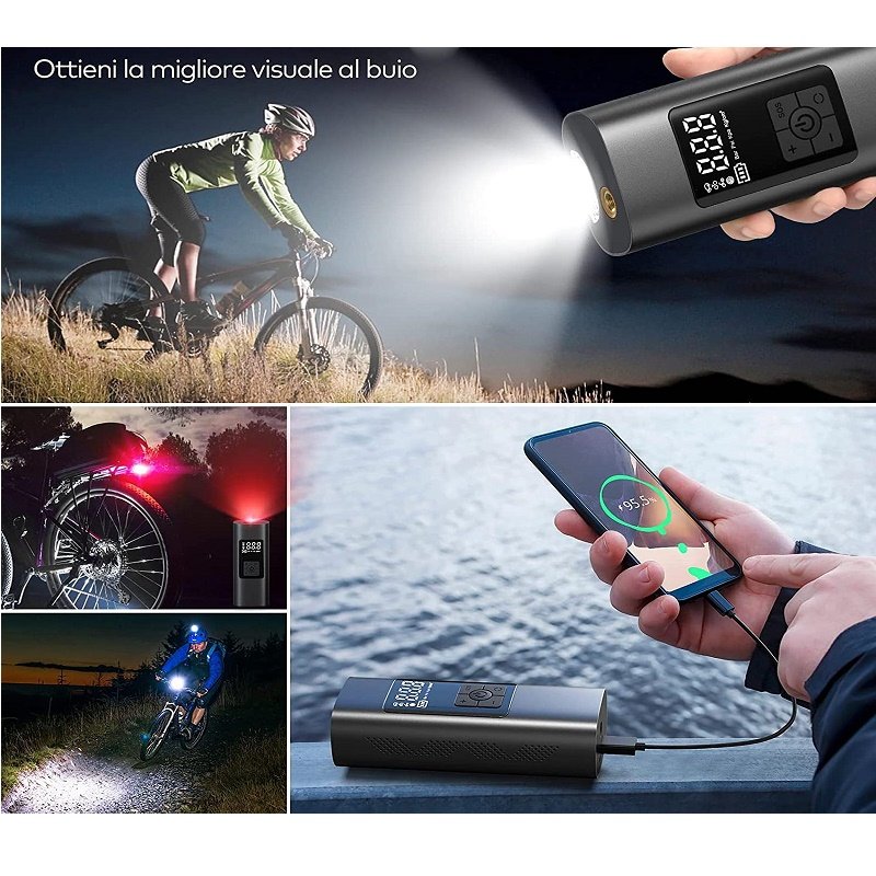 Compressore ad Aria 150W Auto Portatile Gonfiatore Ricaricabile